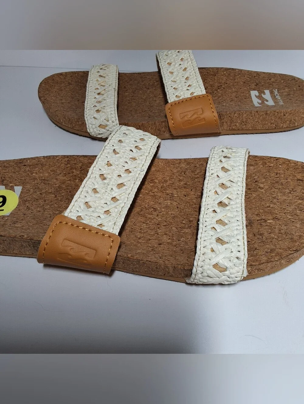 Billabong Women's White Woven Cork Slide Sandals